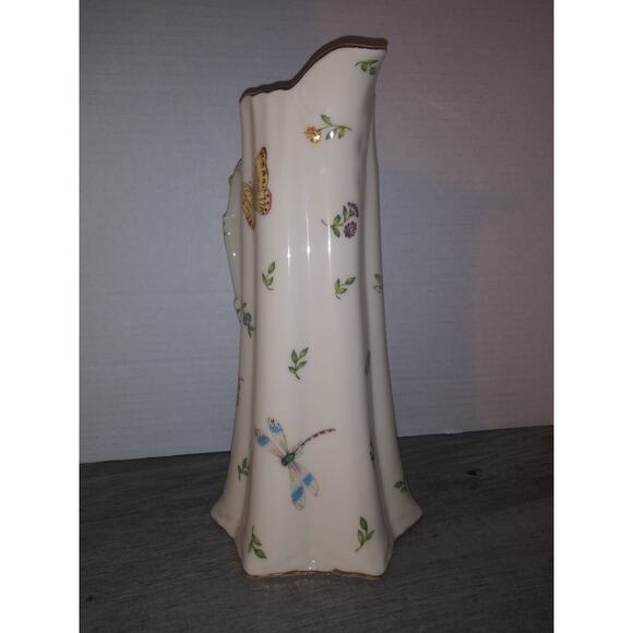 Burton & Burton China Porcelain Pitcher W/ Lady Bug, Butterflies, Dragonfly - Picture 7 of 9